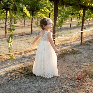 Ivory Lace Little Girl Dress, Flower Girl Dress, Junior Bridesmaid Dress, First Communion Dress
