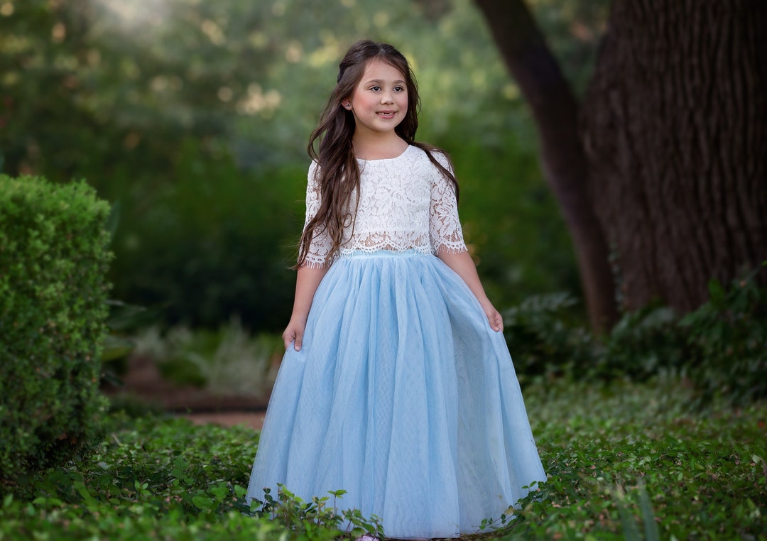 Light Blue Tulle Skirt, Tutu for Little Girls, Tulle Skirt for Flower