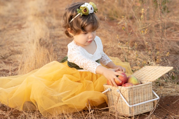 mustard yellow flower girl dress