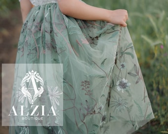 Exquisites Blumenmädchen Kleid in altrosa