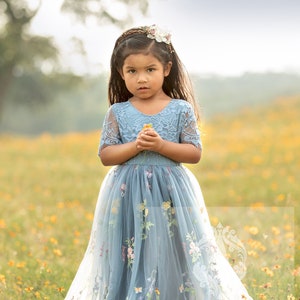 Tulle Knee-length Strawberry Embroidery Flower Girl Dress