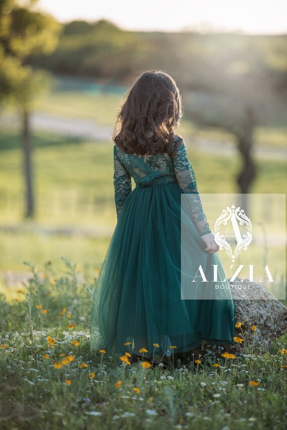 Olive Green Flower Girl Tulle Dress - Etsy