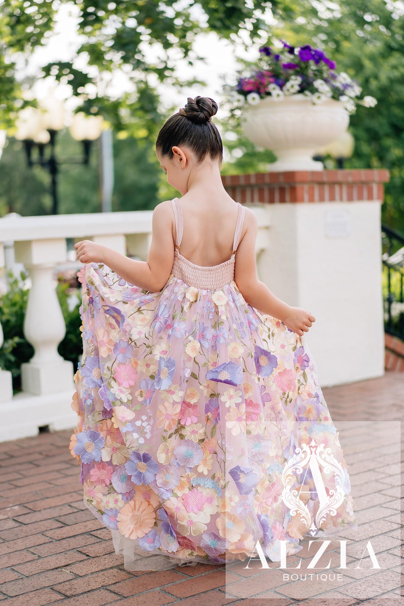 open lace back dress Champagne Off-Shoulder Ball Gown with Pastel Floral