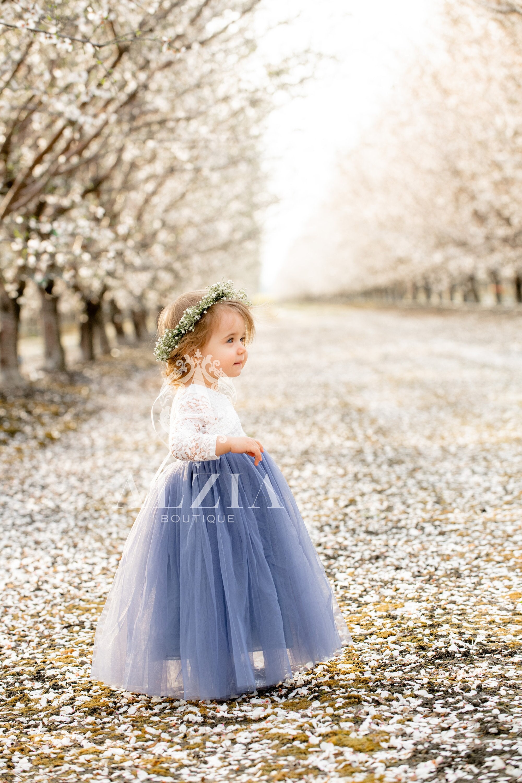 Clearance flower girl dresses steel blue Top Sale Black Friday