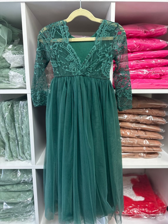 Lace forest green dress cheap
