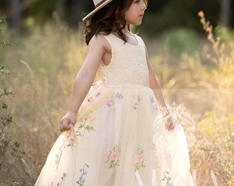 Sleeveless Summer Floral Dress for Girls, Flower Girl Dress Multicolor