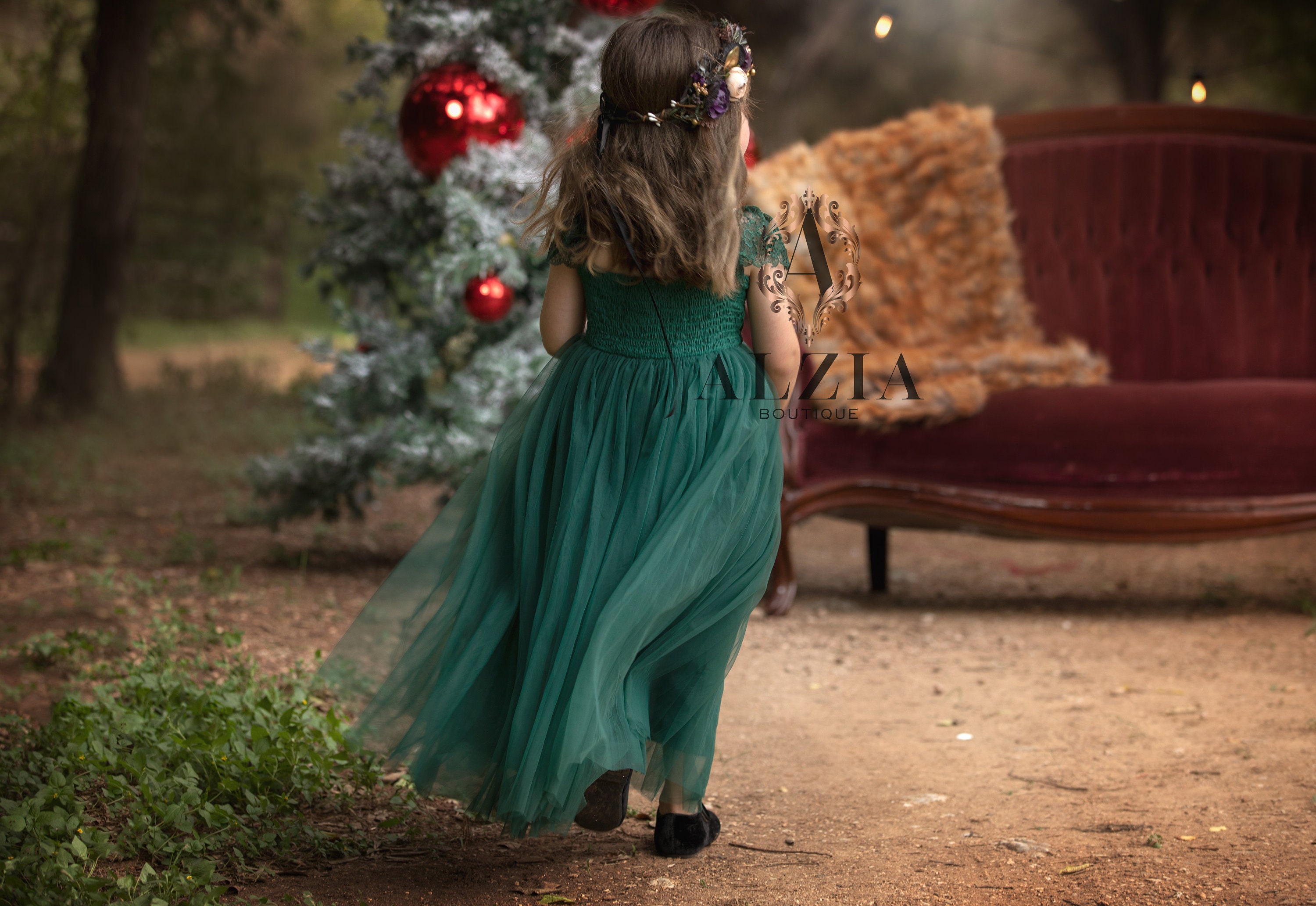 infant green christmas dress
