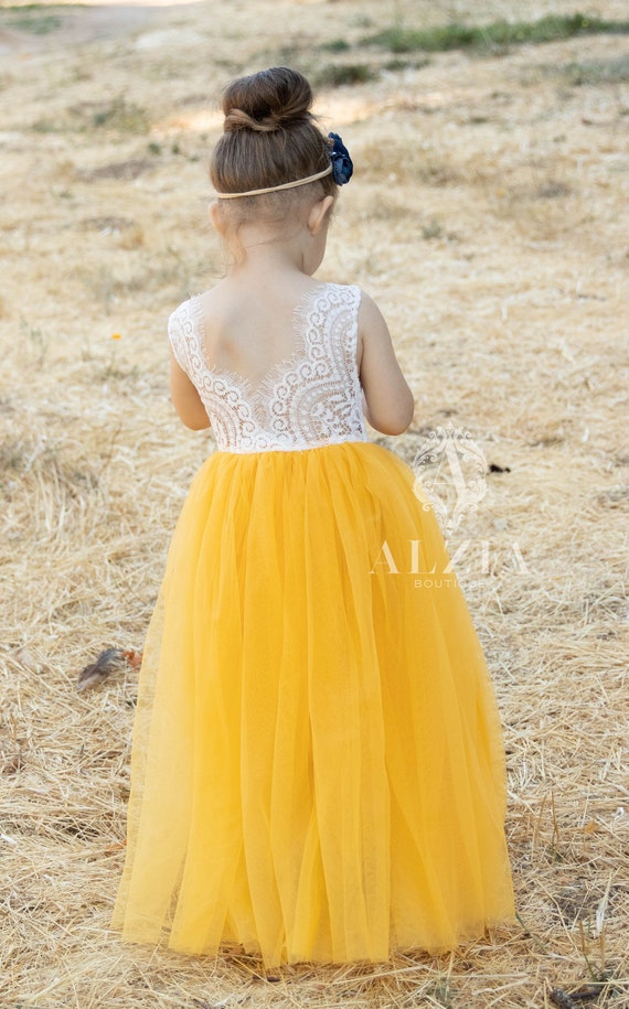 Mustard Yellow Flower Girl Dress
