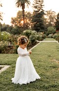 White Lace Flower Girl Dress: Vintage Rustic Communion Dress