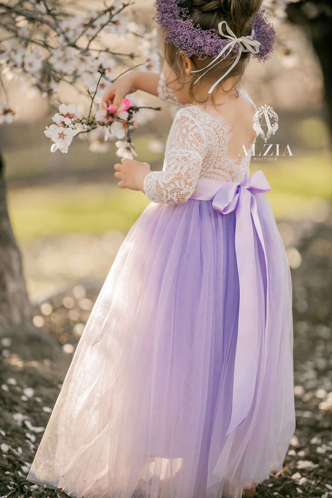 Purple Flower Girl Dress Plum Tutu Dress Eggplant Tulle Dress