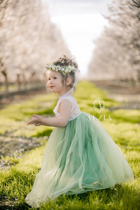 sage green flower girl dress