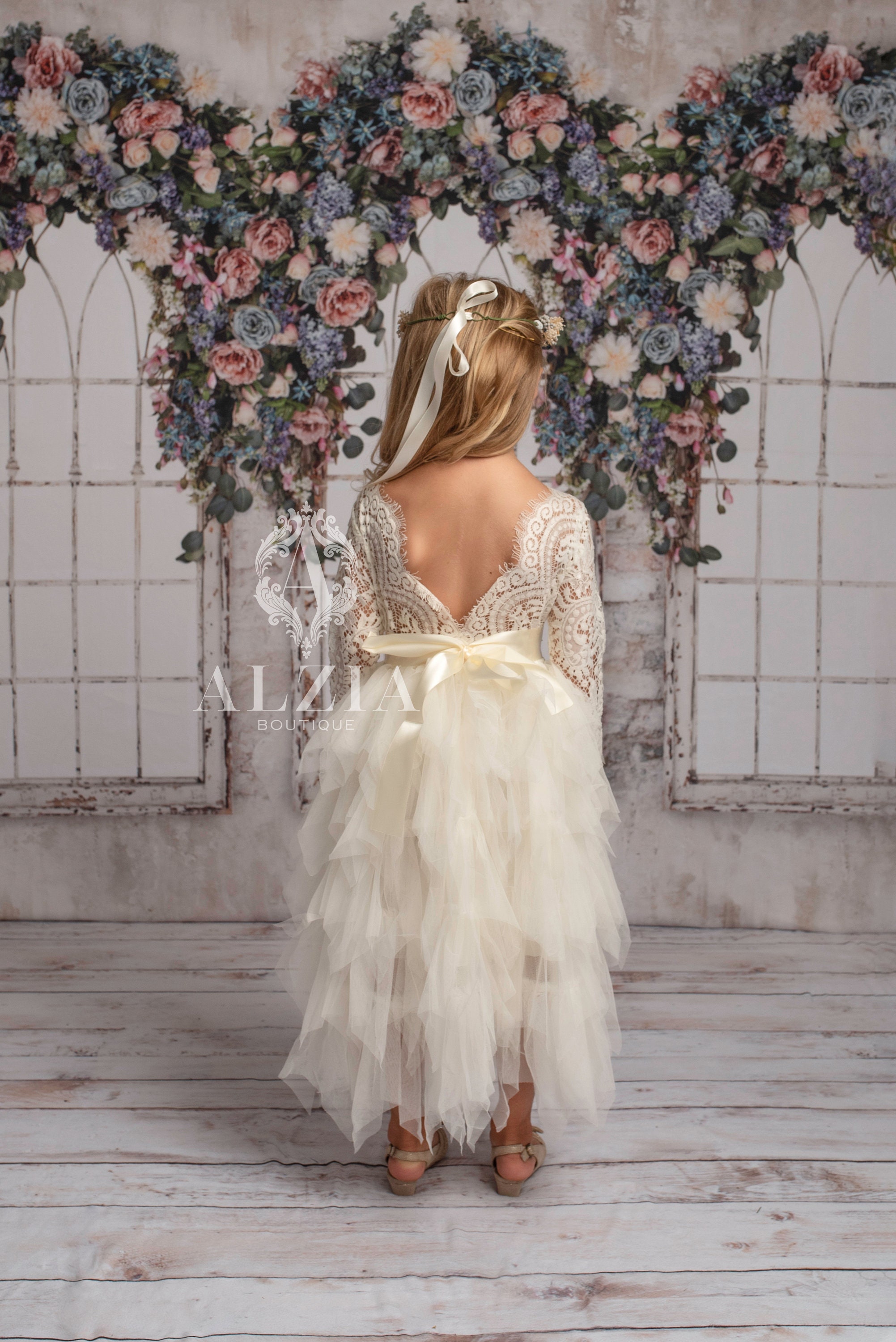 tiered tulle flower girl dress