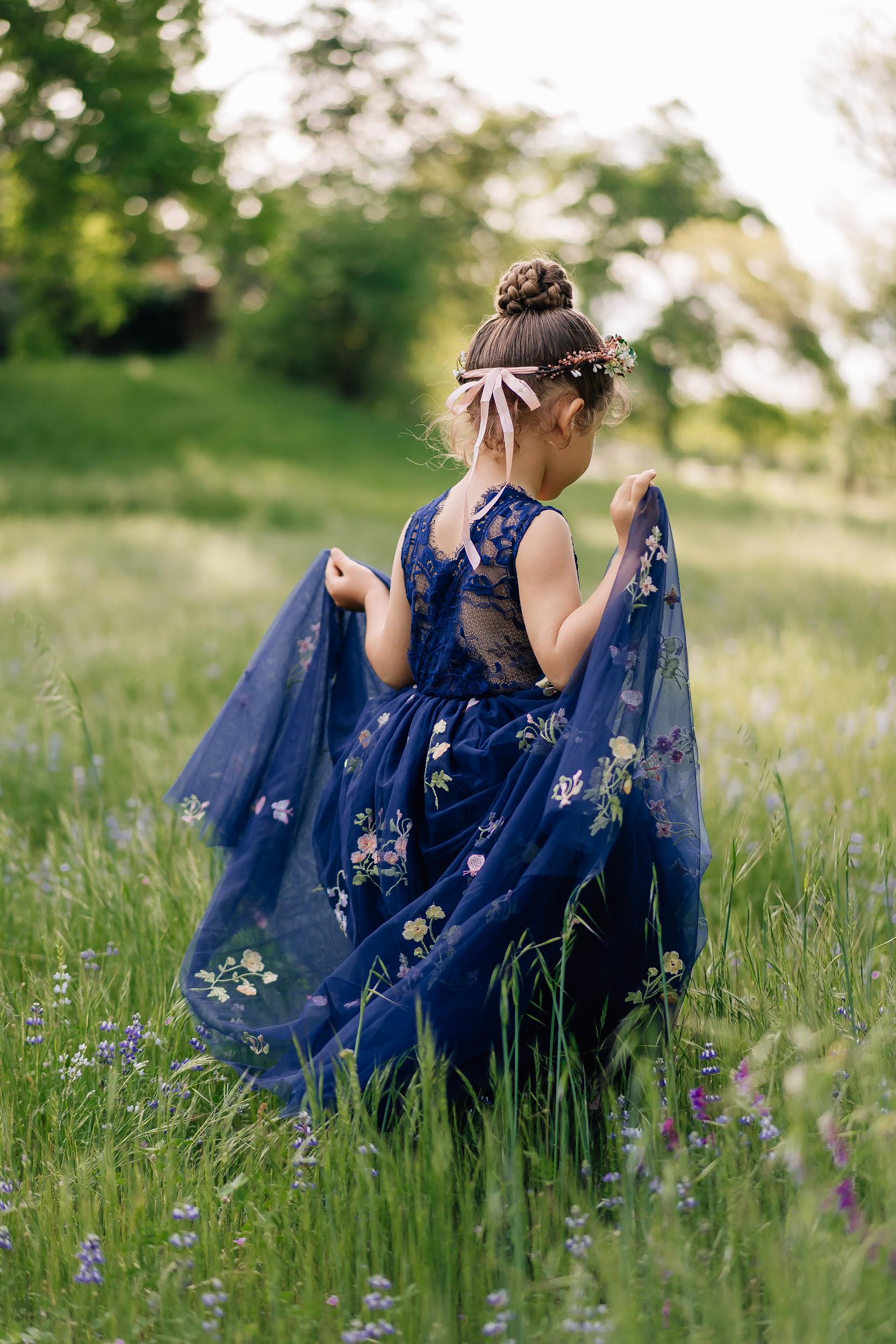 dark blue flower dress LONG NAVY BLUE FLOWER DRESS