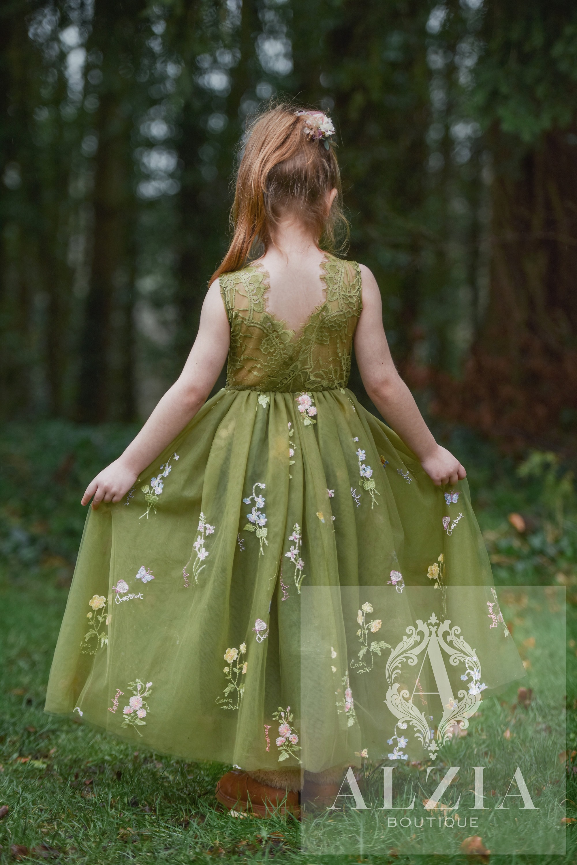 Olive Green Baby Girl Dress - Etsy