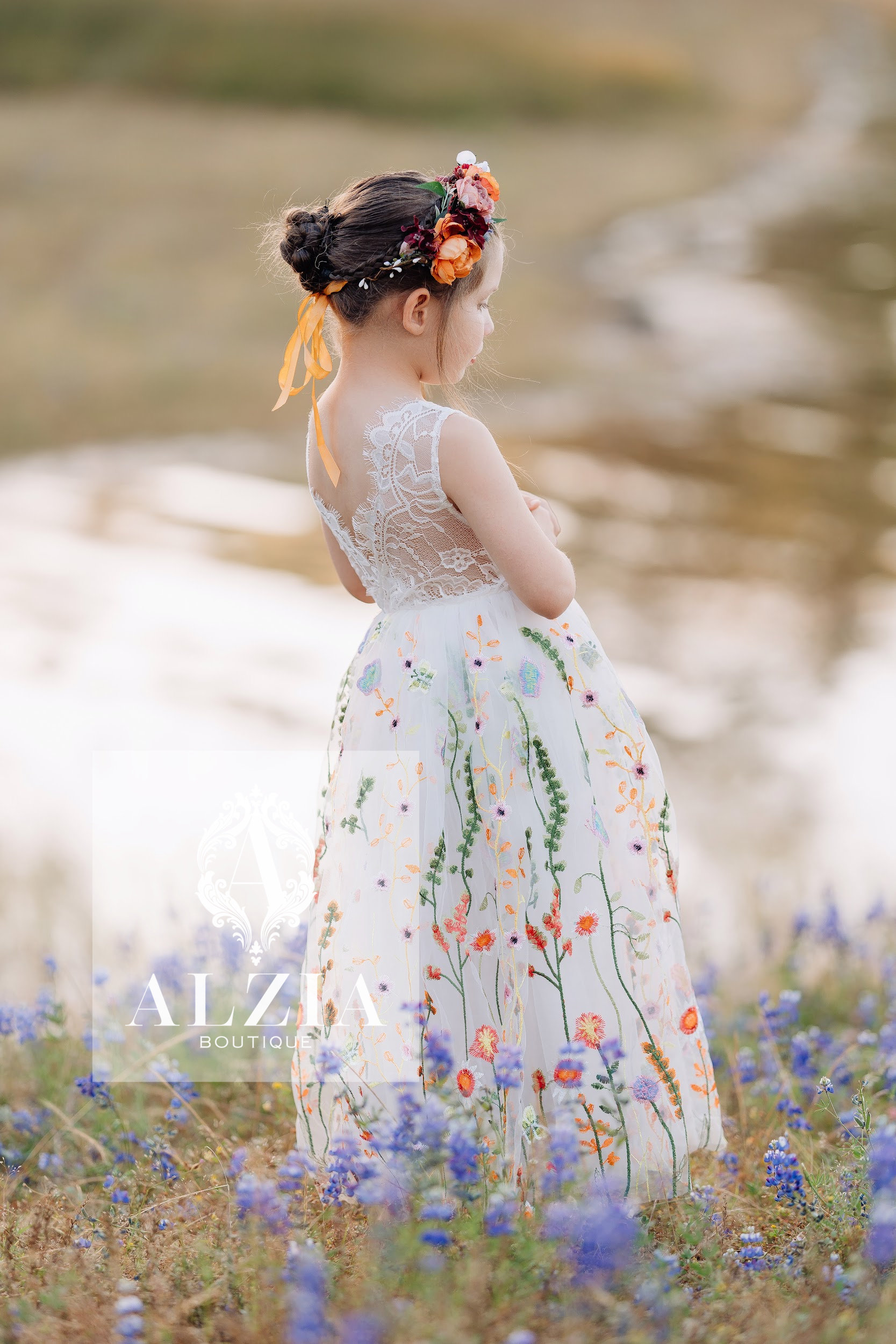 white dress with flowers Stephanie Dress, in 3D Floral Embroidery, Size: 2XL main image 0