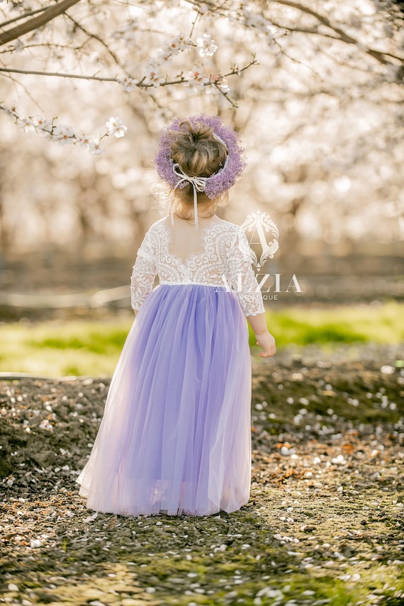 White and lilac hotsell flower girl dresses