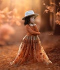 Burnt Orange Flower Girl Dress Long Sleeve | Boho Embroidered Tulle