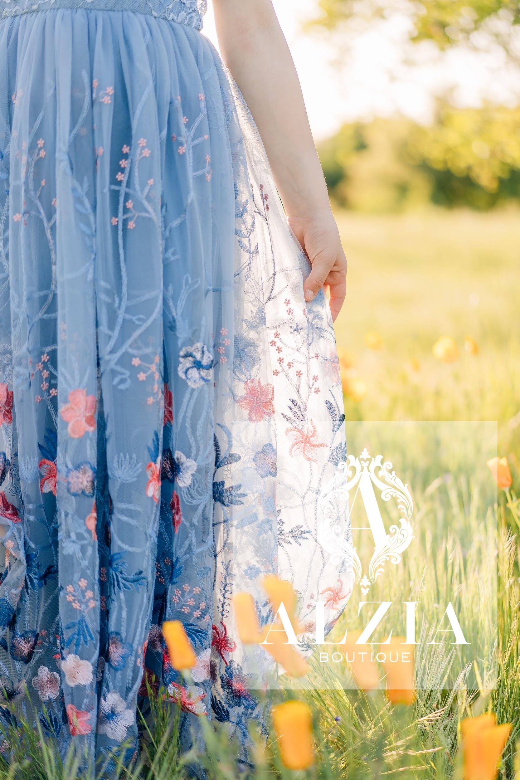 Embroidered Tulle Flower Girl Dress: Bluish Grey Lace Back Special Occasion  - Etsy UK