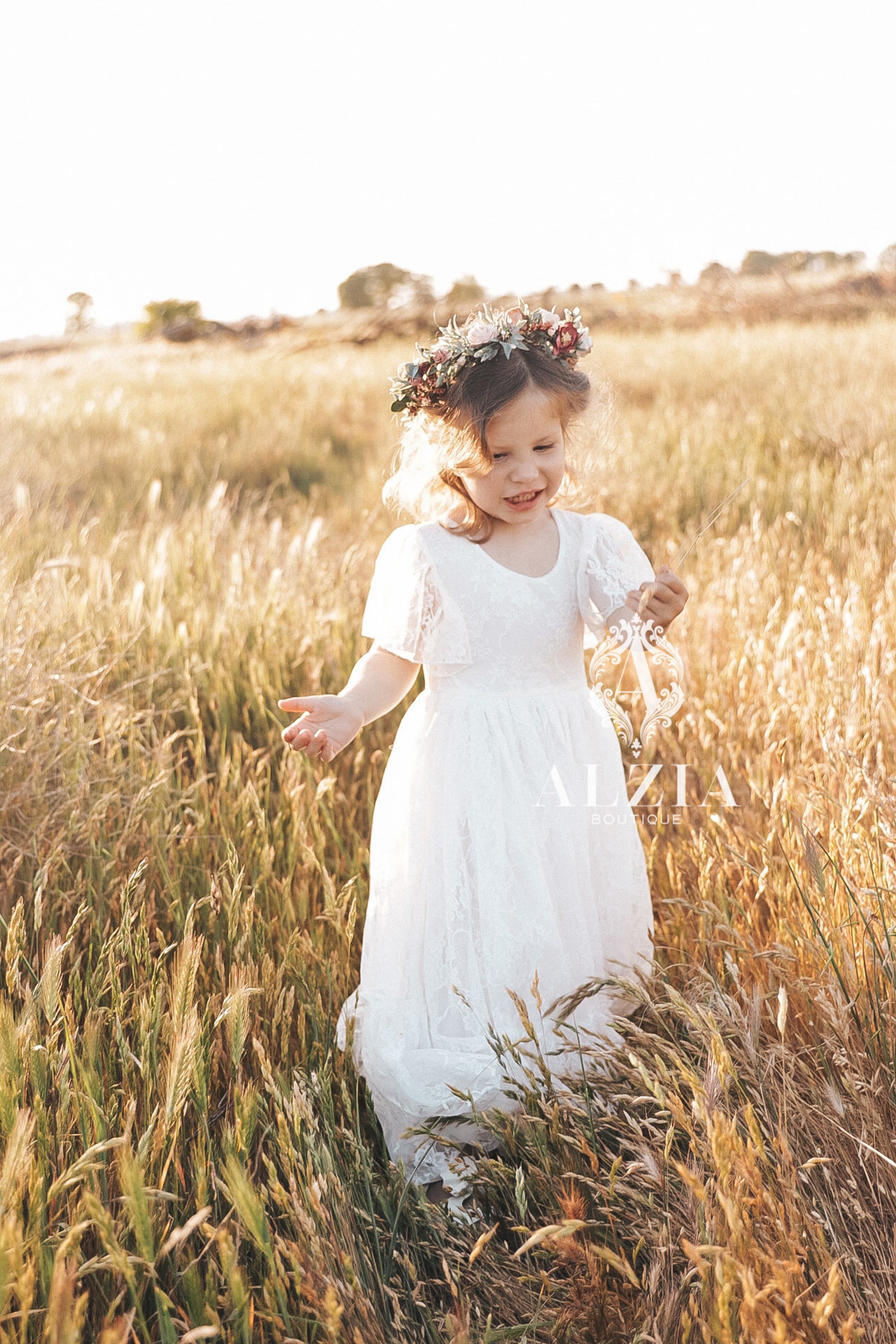 All Lace Bohemian Style Flower Girl Dress White Lace Special Etsy