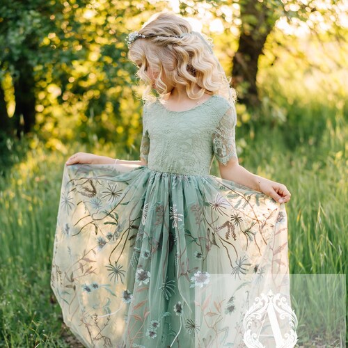 blue dress for baby girl Dusty Sage Mother Of The Bride Dress A-Line Lace Sleeves V-Neck Long C