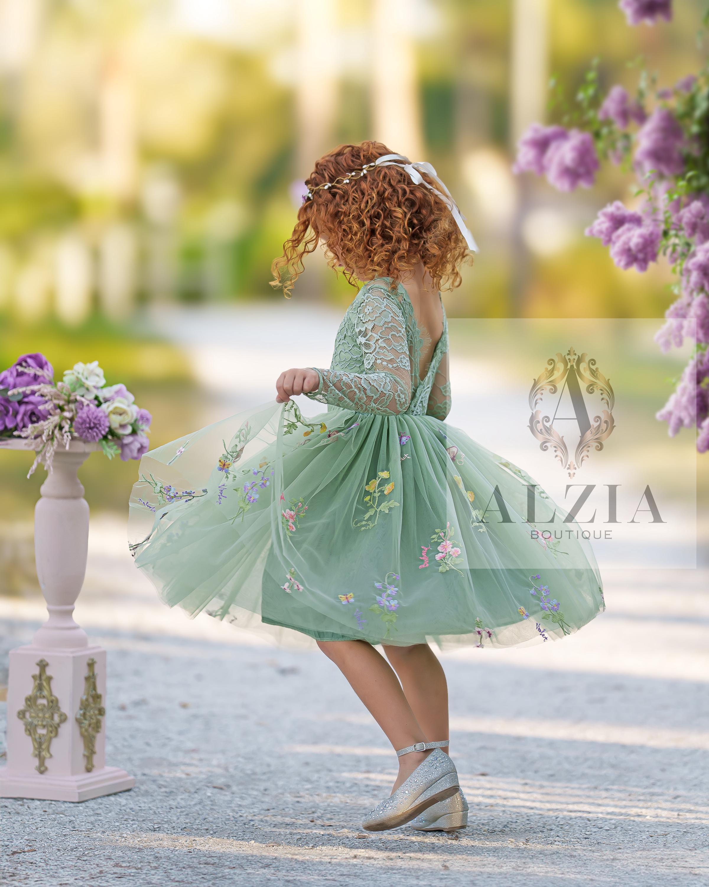 bridesmaid dresses satin green Kid Girl Ruffled Boho Casual Maxi Dress with Pockets Blue main image 1