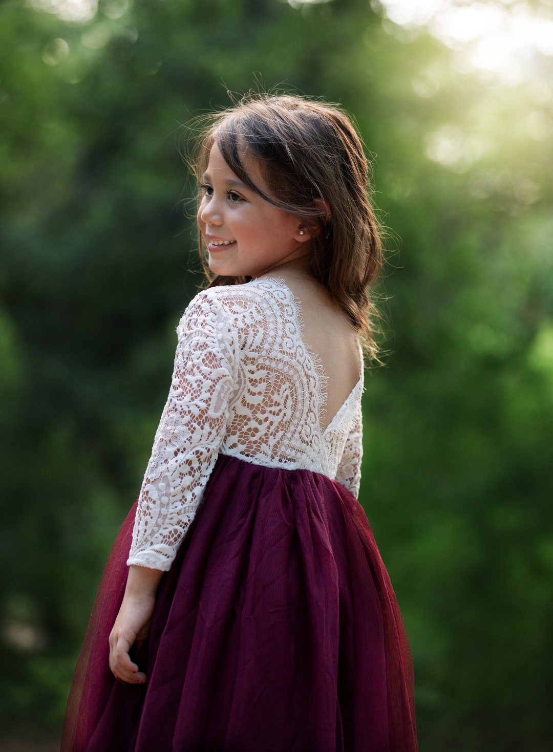 Full Length Plum Tulle Lace Top Scalloped Edges Back Party - Etsy