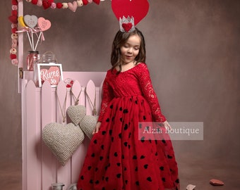 Heart Dress for Girls, Valentines Day Red dress, Party Dress for toddler!