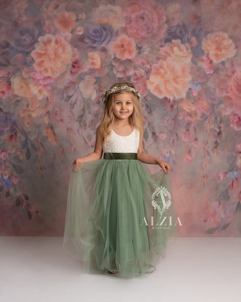 Robe Fille Bonnie Jean Taille 14 - Tulle Vert Menthe Et Marron - Occasion Spéciale - Comme Neuve