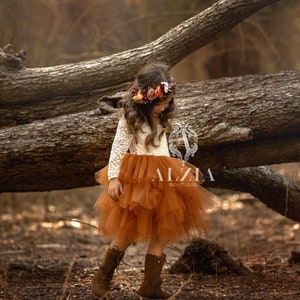 Burnt Orange Flower Girl Dress, Baby Toddler Dress, Tulle Tutu Dress,