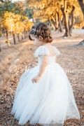 White Tulle Lace Party Flower Girl Dress
