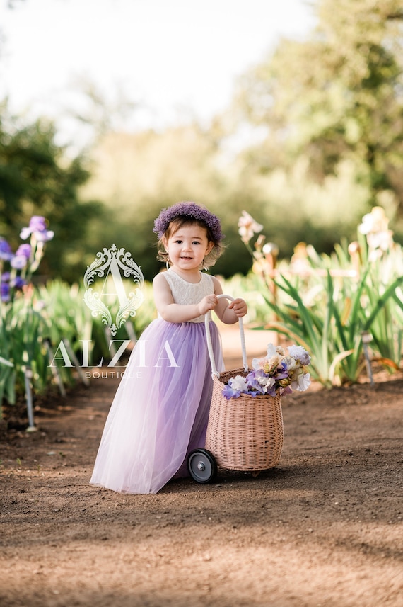 Dusty Purple Flower Girl Dress , Lilac Vintage Girl's Special