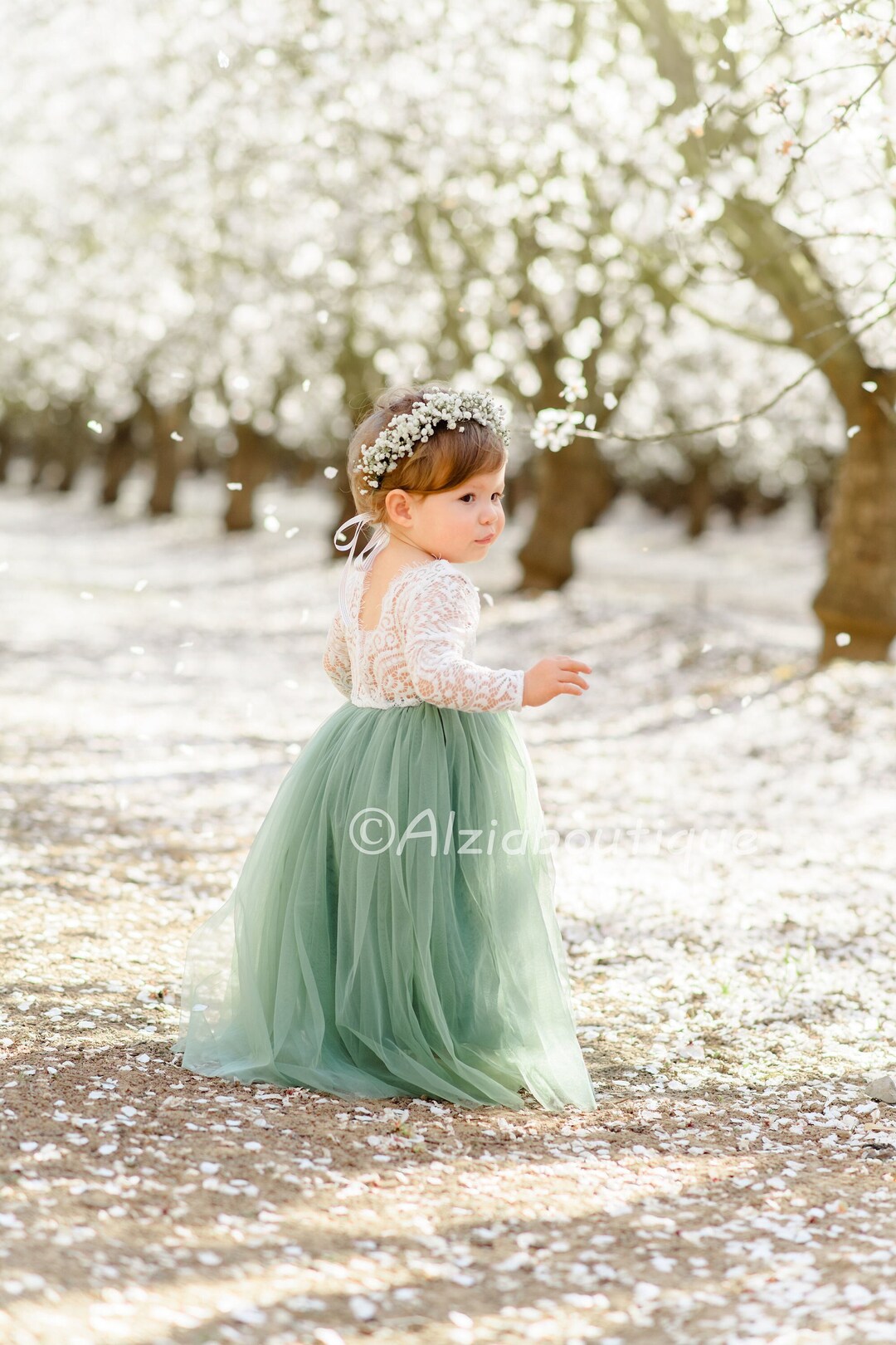 Sage Green Flower Girl Lace Dress rustic Flower Girl Dress Etsy