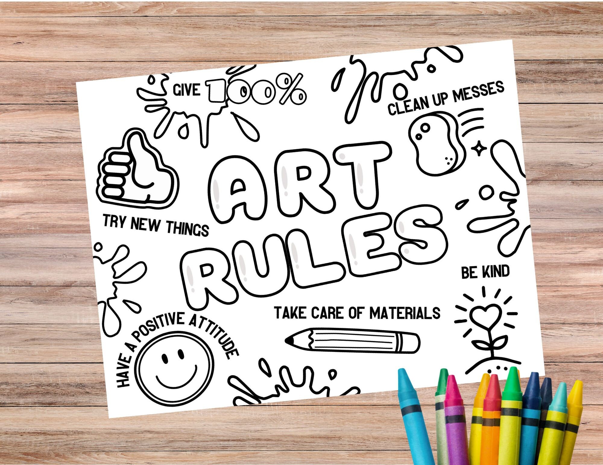 ART RULES Visual Syllabus Printable Coloring Page - Etsy