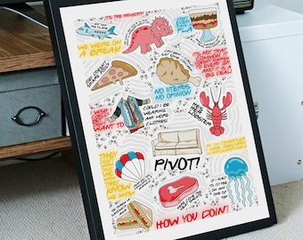 Friends Quote Print | Illustrated 90s Sitcom Poster | Gift for Friends Fans