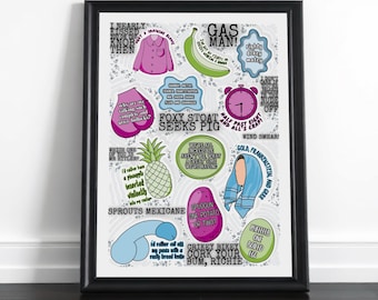 Bottom Quote Print | Illustrated British Comedy Poster | Cult Sitcom Wall Art