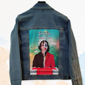 Custom denim jacket inspired by Joker. Exclusive designer jackets for men and women. Sustainable jackets Spain