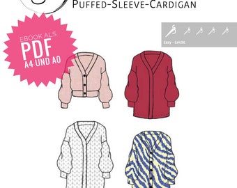 Puffed Sleeve Cardigan by SIMIJO eBook Cardigan sewing pattern PDF A4 & A0 to print out yourself