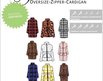 Oversize zip cardigan by SIMIJO Cardigan jacket coat Sewing pattern Paper pattern