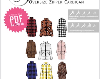 Oversize zipper cardigan by SIMIJO eBook cardigan jacket coat sewing pattern PDF A4 & A0 to print out yourself