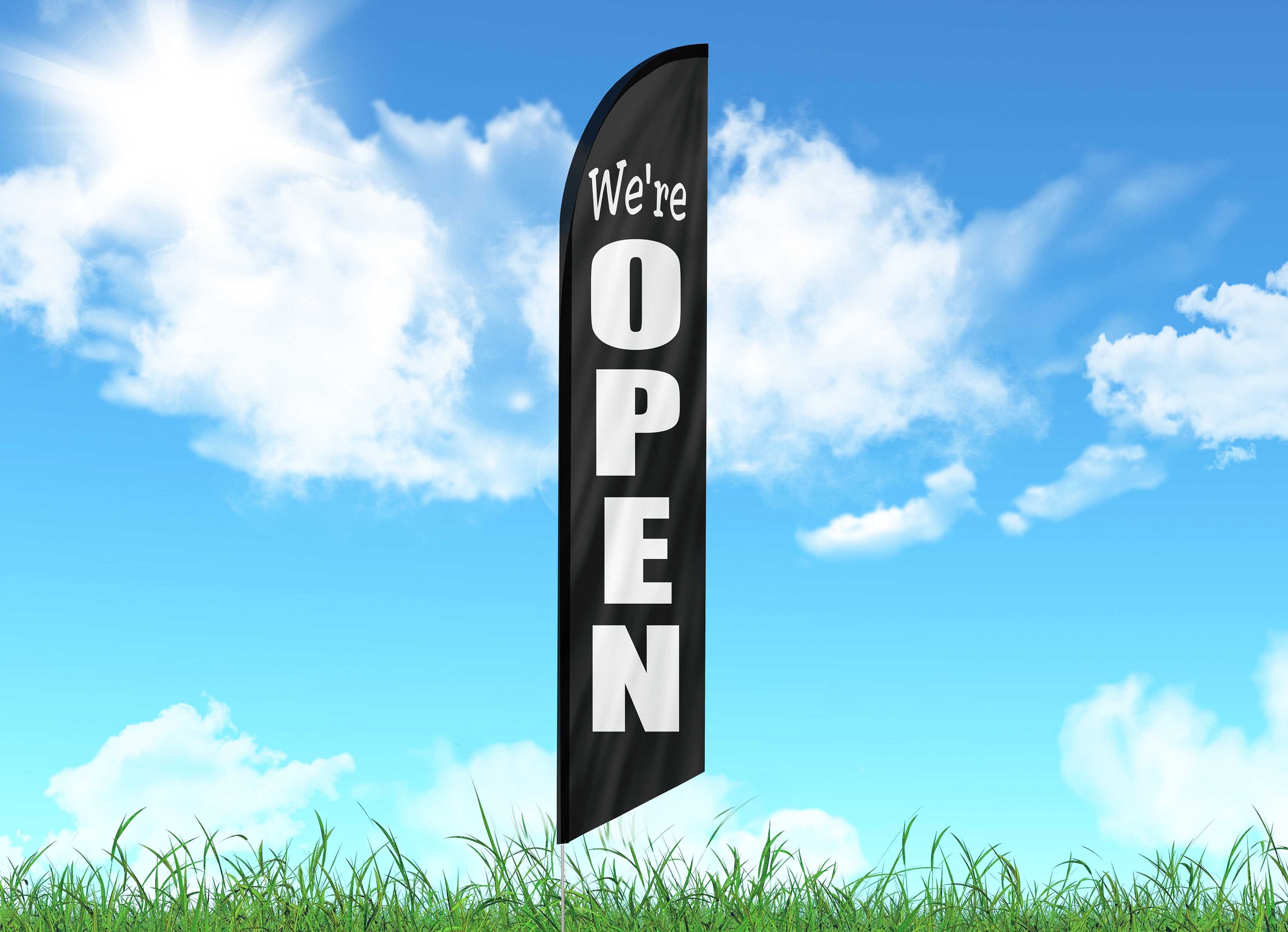 Open Flag for Business with Ground Pole and Spike Kit with Etsy