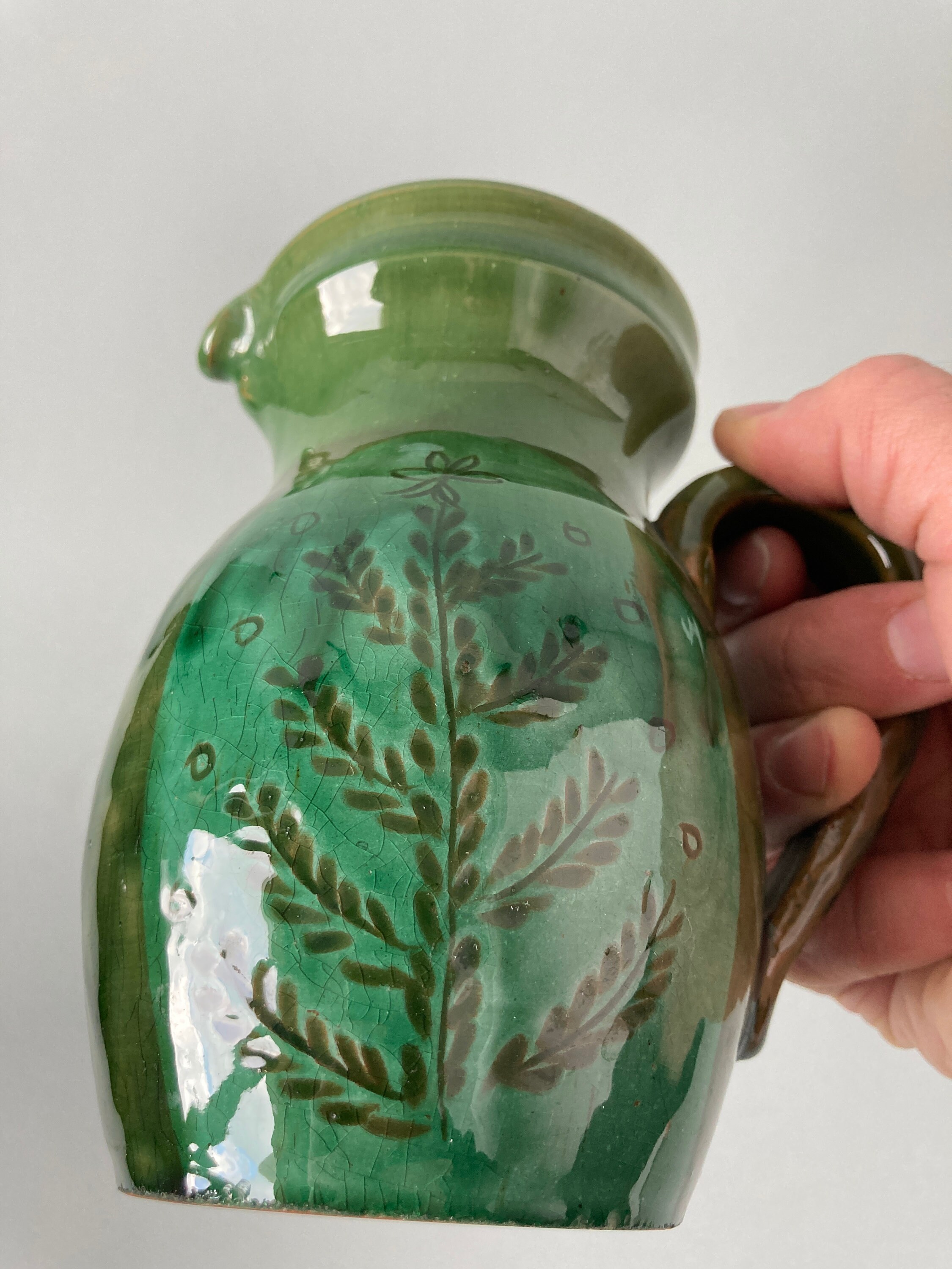 Vintage Ceramic Clay Water Carafe Cruet Handpainted Pottery Etsy