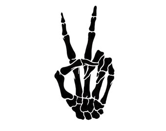 Peace Skeleton hand Svg instant digital Download, Cricut svg, Clip art, Png, svg, Bmp, Jpg silhouette vector svg png clip art skeleton hand