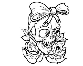 Girl Skeleton Skull with a bowtie Halloween SVG PNG Download Cut File candy Skull Svg png instant download  Silhouette Clip art