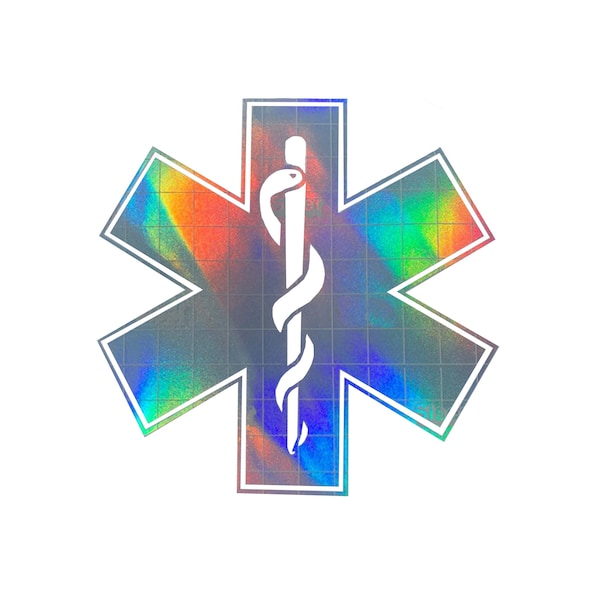 Star of life vinyl sticker, holographic decal, Laptop Decal, Medical star Decal, Truck sticker EMS, window decals, car decal, Medic decal