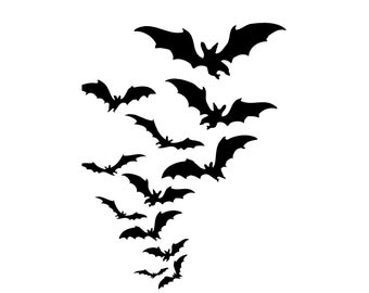 Flying Bats Digital Download, SVG, PNG, JPG, Spooky svg, Print  to cut Files for Cricut, Print to Cut File For Silhouette, engraving