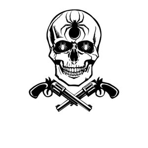 Zwarte weduwe Skeleton Skull Six Shooters Halloween SVG PNG Download Cut File candy Skull Svg png instant download Silhouette Clip art spider