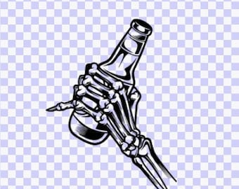 Bottle Drinking Skeleton Hand  Svg instant digital Download, Cricut svg, Clip art, silhouette vector svg png clip art skeleton hand