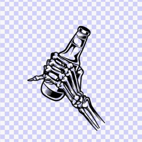 Bottle Drinking Skeleton Hand  Svg instant digital Download, Cricut svg, Clip art, silhouette vector svg png clip art skeleton hand
