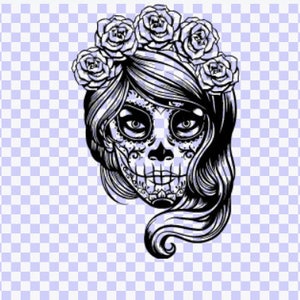 Frau Sugar Skull SVG PNG Download Cut Datei, Sugar Skull Day of the Dead, Silhouette, Clip art, Skelett SVG Candy Flower Rose Skull
