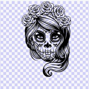 Woman Sugar Skull SVG PNG Download Cut File Svg, Sugar Skull Day of the Dead, Silhouette, Clip art, Skeleton Svg Candy Flower rose Skull